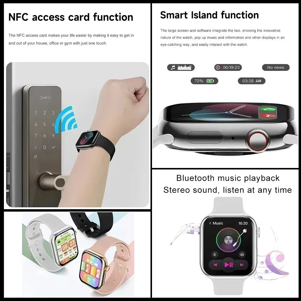 Reloj Inteligente Serie 10 Watch 10 GPS con Memoria DT, Música, Video, Llamadas Bluetooth, Monitor de Ritmo Cardíaco, Resistente al Agua, NFC, para Apple y Android