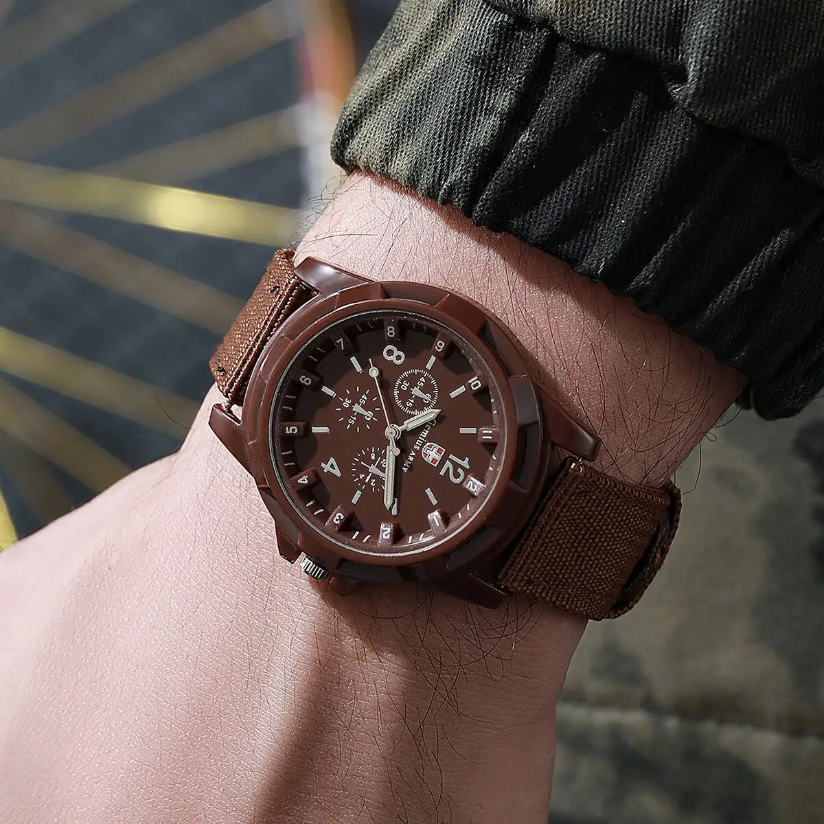 Relojes militares informales para hombre, reloj de pulsera deportivo de cuarzo con banda de nailon, reloj Masculino (sin caja)