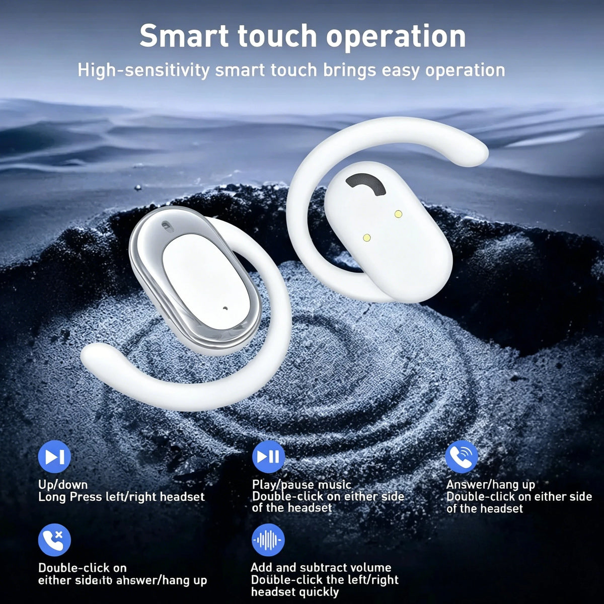 Auriculares Inalámbricos Bluetooth de Diseño Abierto y Sobre la Oreja, con Cancelación de Ruido y Micrófono Integrado, Auriculares Premium