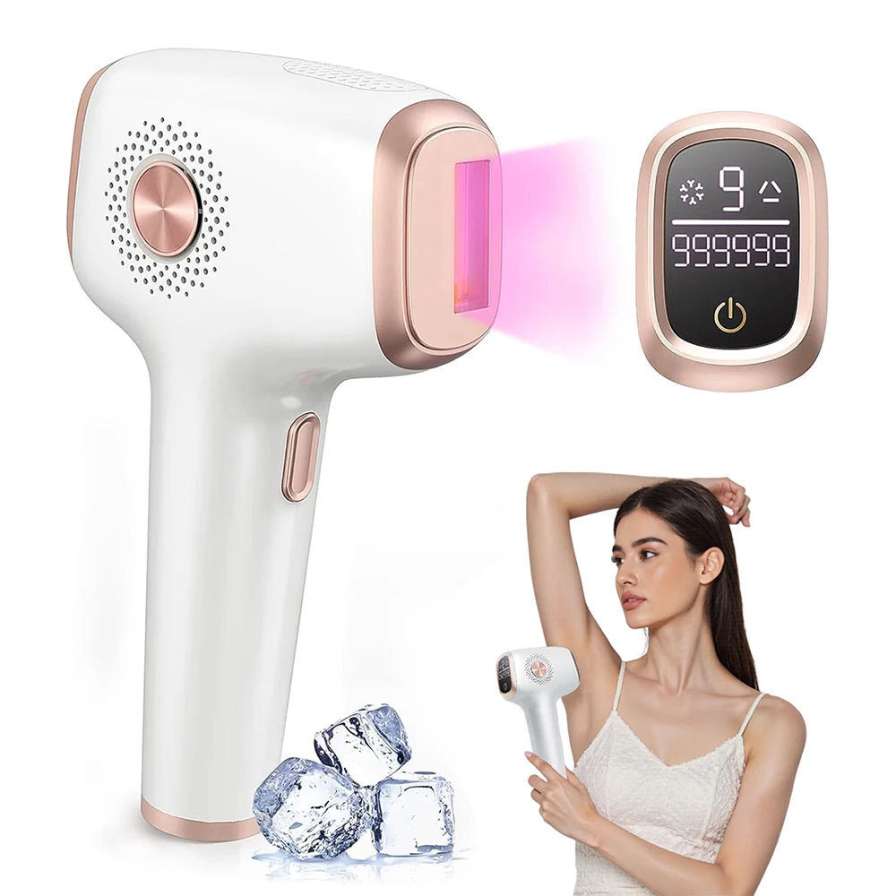 Depilación IPL con función de cuidado de enfriamiento de hielo para mujeres permanente, 9999,999 flashes Dispositivo de depilación IPL indoloro