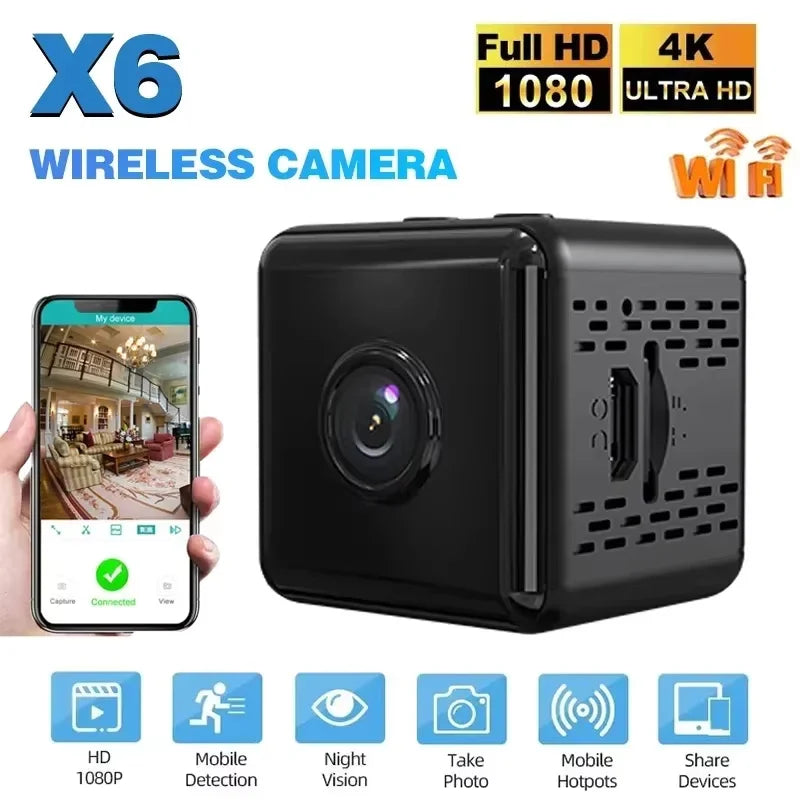 Mini cámara WiFi 1080P con visión nocturna por infrarrojos y detección de movimiento, cámara de visualización remota, grabadora de vídeo y voz para el hogar