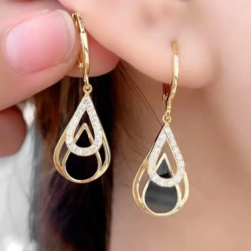 Conjunto de Collar y Pendientes de 3 Piezas con Aspecto de Lujo - Pendientes Colgantes Modernos para Mujer