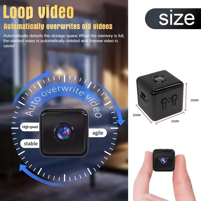 Mini cámara WiFi 1080P con visión nocturna por infrarrojos y detección de movimiento, cámara de visualización remota, grabadora de vídeo y voz para el hogar