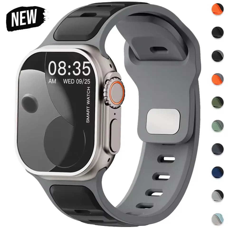 Para Iwatch Series 11 10 9 8 7 6 5 4 SE3 Ultra 1 2 Correa deportiva de silicona para Apple Watch 49mm 46mm 45mm 44mm 42mm 41mm 40mm