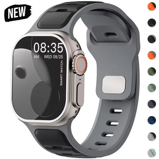 Para Iwatch Series 11 10 9 8 7 6 5 4 SE3 Ultra 1 2 Correa deportiva de silicona para Apple Watch 49mm 46mm 45mm 44mm 42mm 41mm 40mm