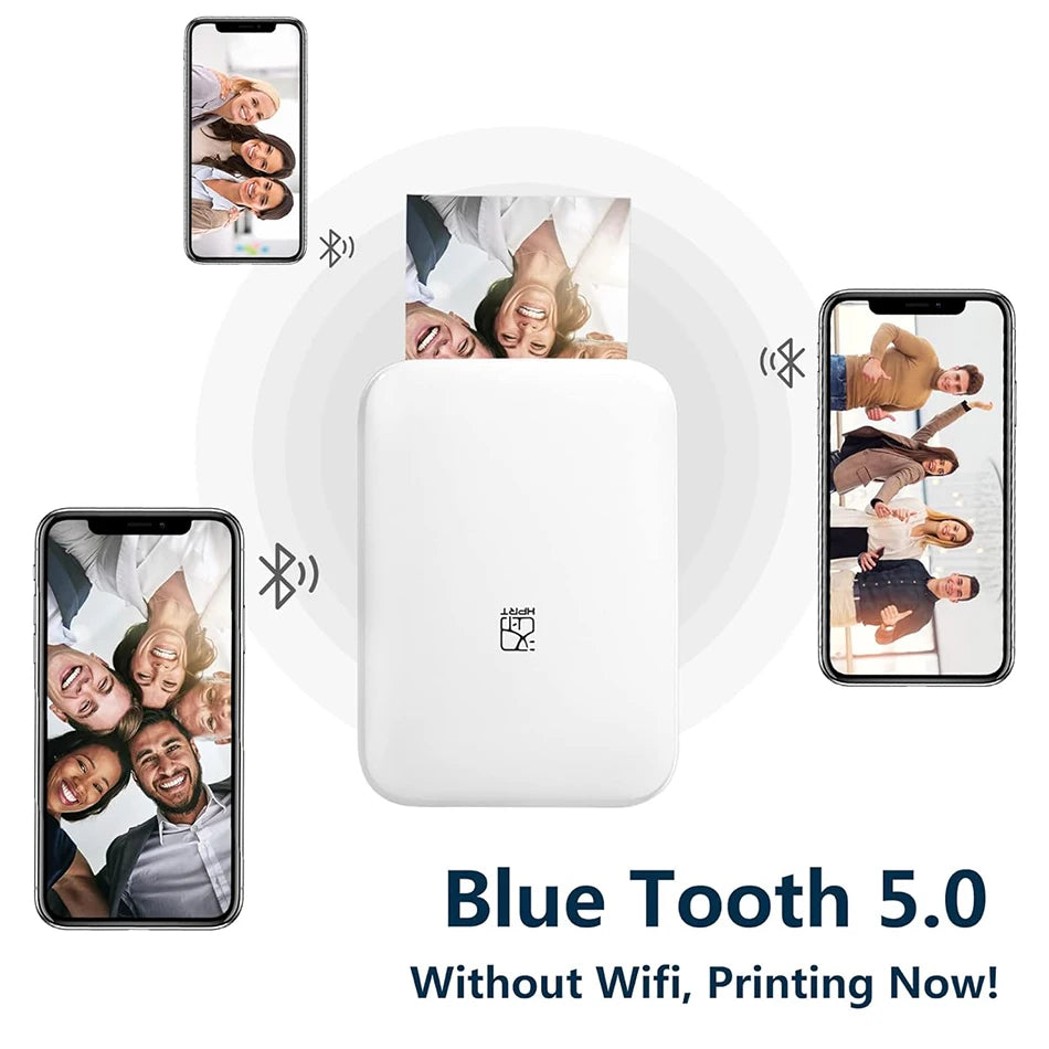 Impresora fotográfica portátil HPRT de bolsillo, tamaño de 2x3 pulgadas, tecnología Zink inalámbrica, impresión 2x3, fabricante de fotos con respaldo adhesivo con estuche para papeles