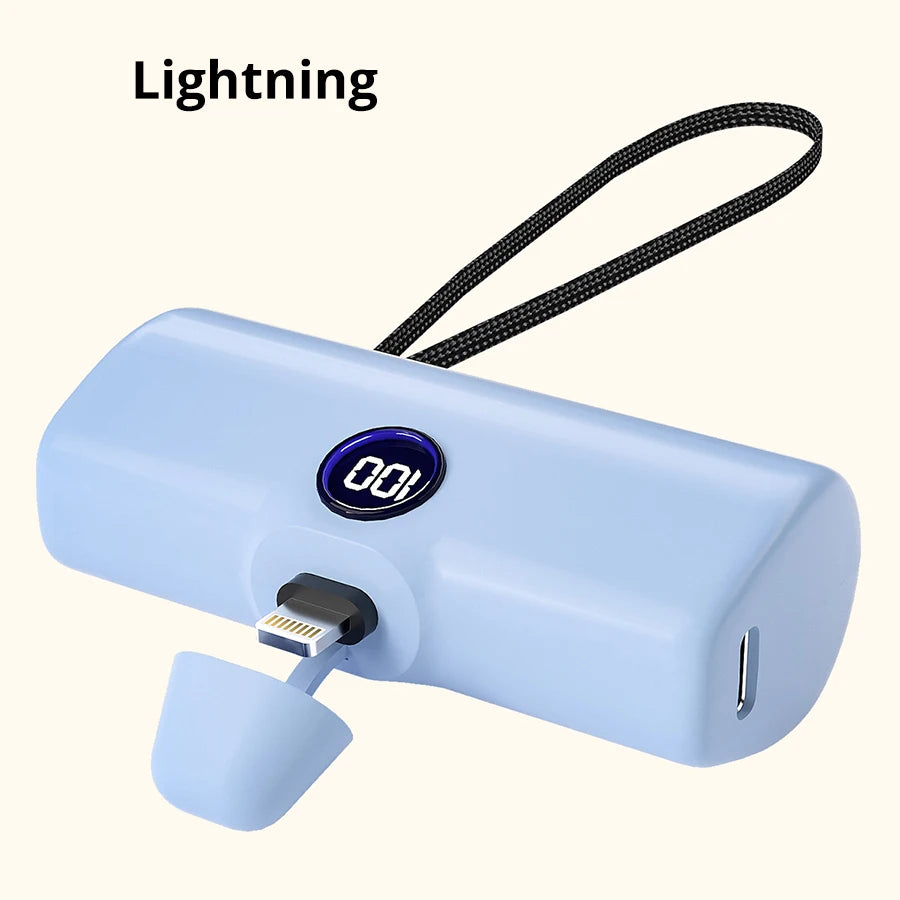 Banco de Energía de Carga Rápida, Cargador Portátil, Batería Externa para iPhone y Android, Pantalla LED Digital, Mini Powerbank de 5000mAh
