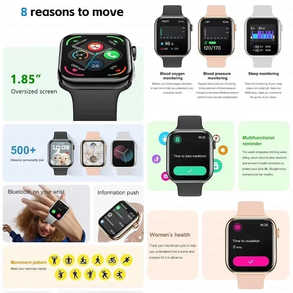 Reloj Inteligente Serie 10 Watch 10 GPS con Memoria DT, Música, Video, Llamadas Bluetooth, Monitor de Ritmo Cardíaco, Resistente al Agua, NFC, para Apple y Android