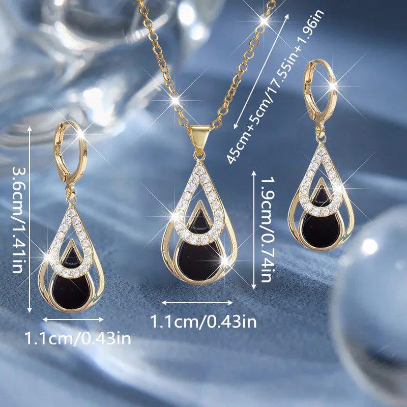 Conjunto de Collar y Pendientes de 3 Piezas con Aspecto de Lujo - Pendientes Colgantes Modernos para Mujer