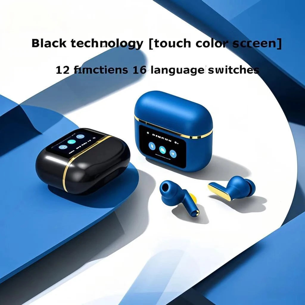 Auriculares estéreo inalámbricos TWS con control táctil y estuche de carga, auriculares inalámbricos intrauditivos inteligentes con micrófono