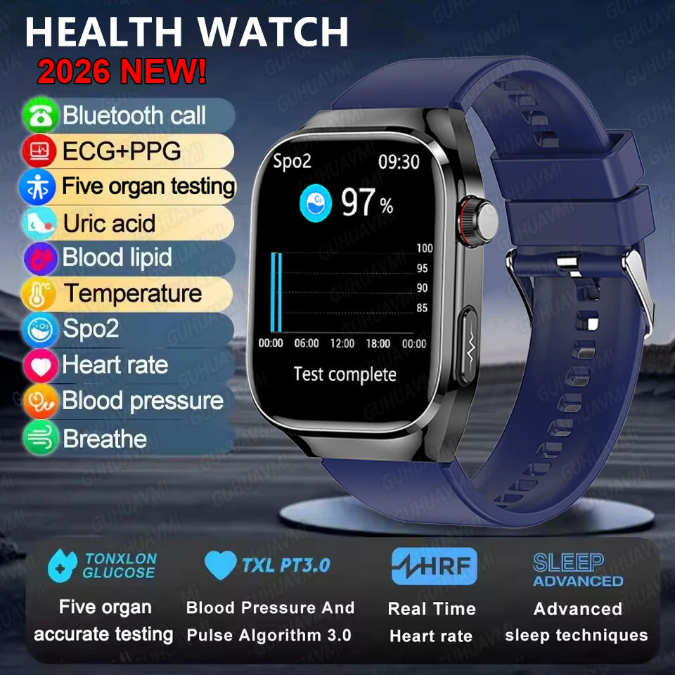 2025New Micro examen físico reloj inteligente para hombres ácido úrico grasa corporal cinco órganos salud relojes Bluetooth llamada SmartBracelet
