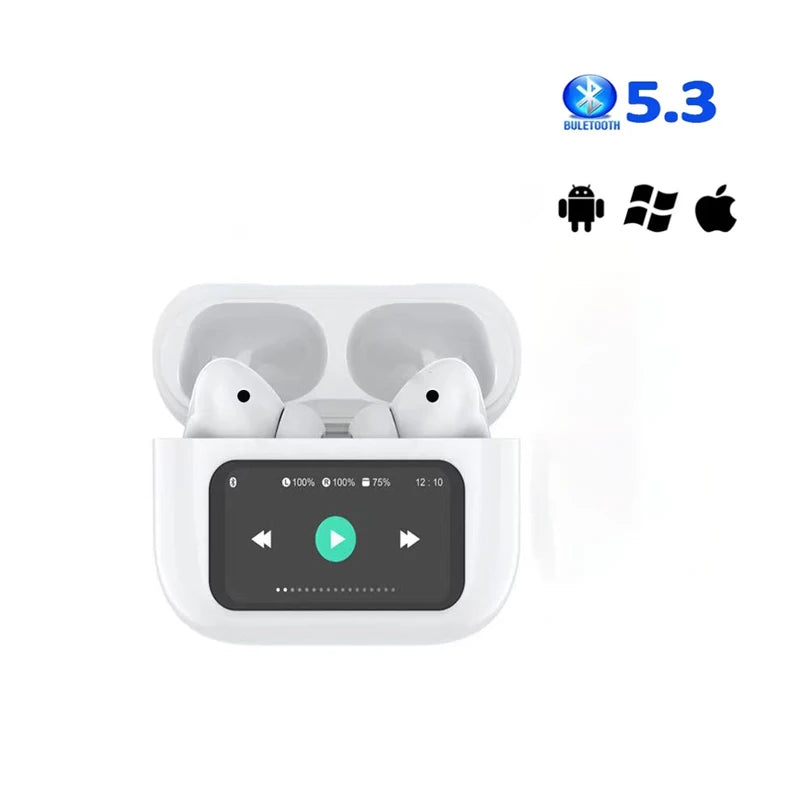 Auriculares estéreo inalámbricos TWS con control táctil y estuche de carga, auriculares inalámbricos intrauditivos inteligentes con micrófono