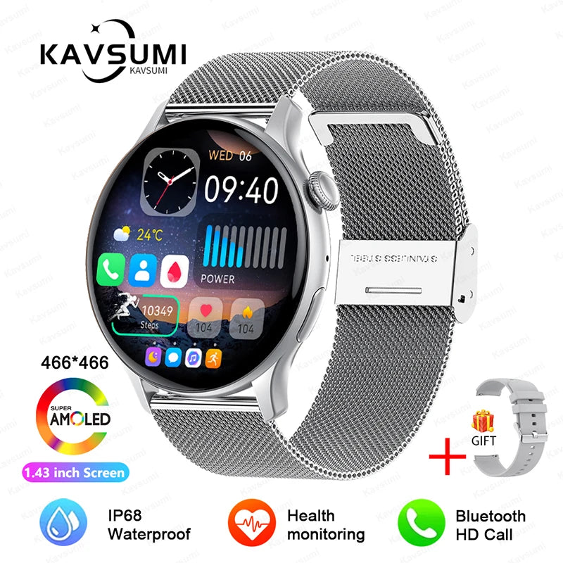 Reloj inteligente para mujer, pantalla AMOLED, siempre visualización del tiempo, NFC, IP68, resistente al agua, llamada deportiva, reloj inteligente para mujer, esfera personalizada