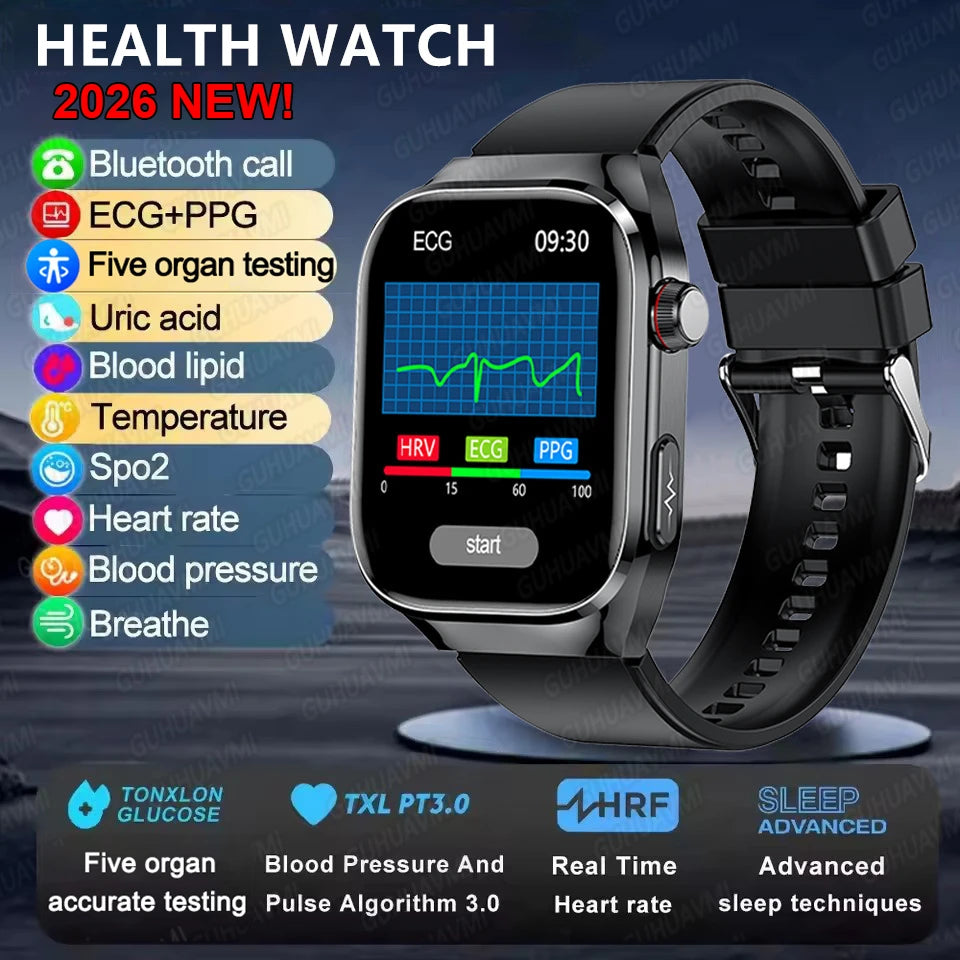 2025New Micro examen físico reloj inteligente para hombres ácido úrico grasa corporal cinco órganos salud relojes Bluetooth llamada SmartBracelet