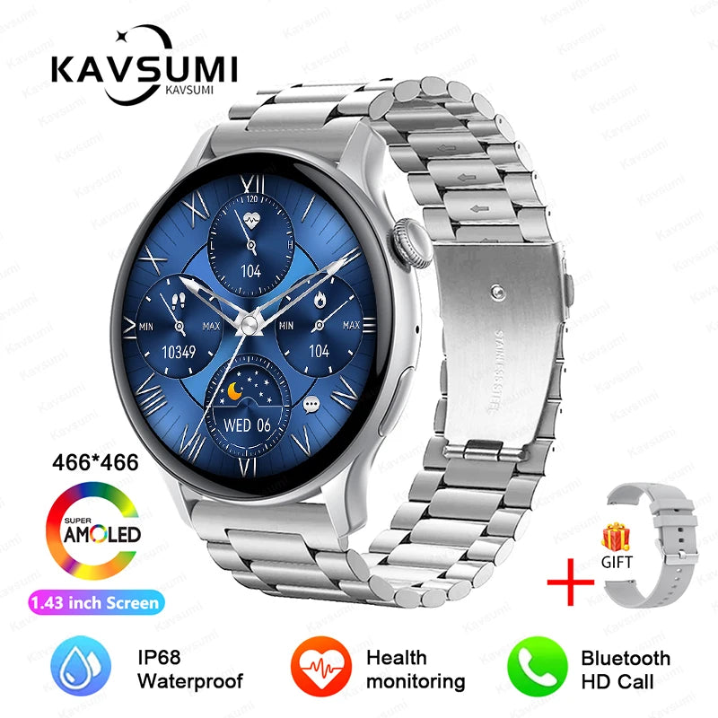 Reloj inteligente para mujer, pantalla AMOLED, siempre visualización del tiempo, NFC, IP68, resistente al agua, llamada deportiva, reloj inteligente para mujer, esfera personalizada