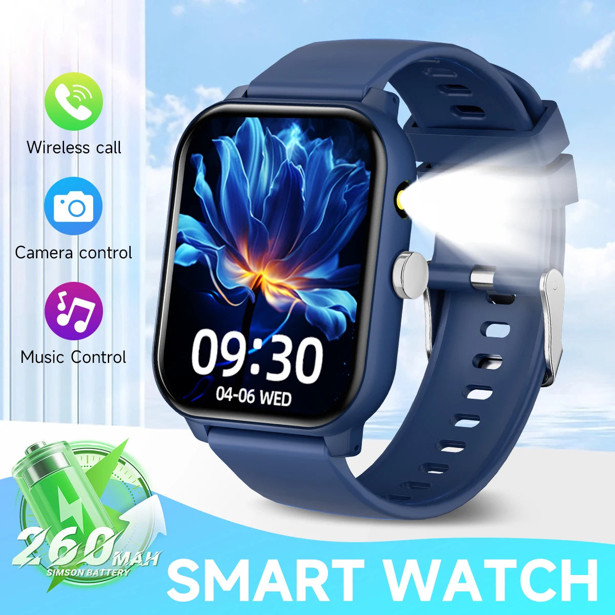Nuevo Reloj Inteligente para Juegos, 1.83'', Llamadas Bluetooth, Modo Deportivo, Control de Música/Cámara, Linterna LED, Batería de Larga Duración, para Android/iOS