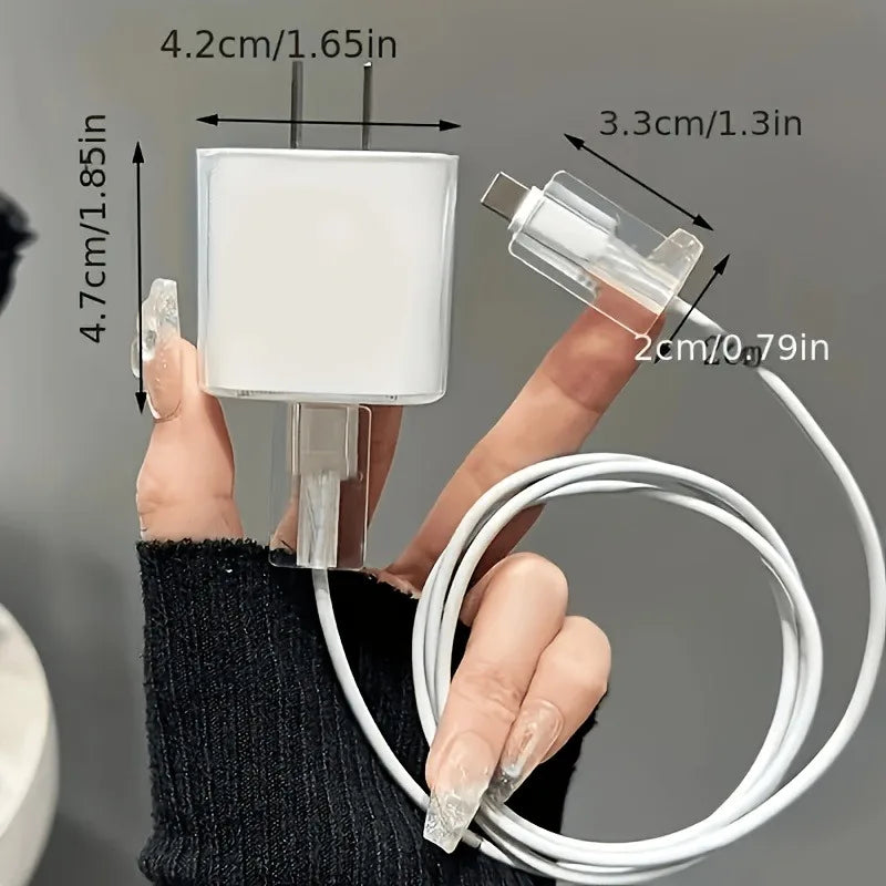 Nuevo estuche protector para cargador, organizador de cables para iPhone 17, 16, 15, 14, 11, 18W, 20W, cubierta antirrotura para el puerto de carga, kit de enrollador de cable de datos