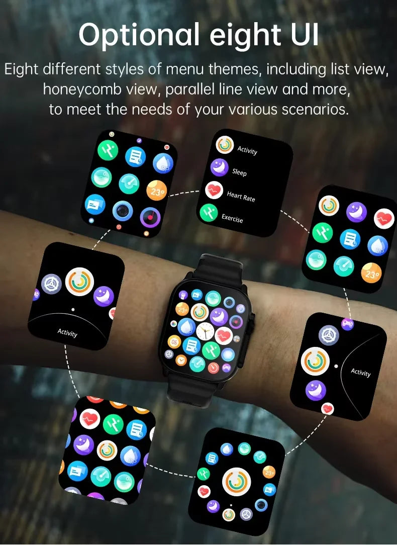 Relojes inteligentes originales T800 Ultra2, llamada Bluetooth, rastreador de salud y estado físico, modo multideporte, reloj inteligente para mujeres y hombres para Android IOS