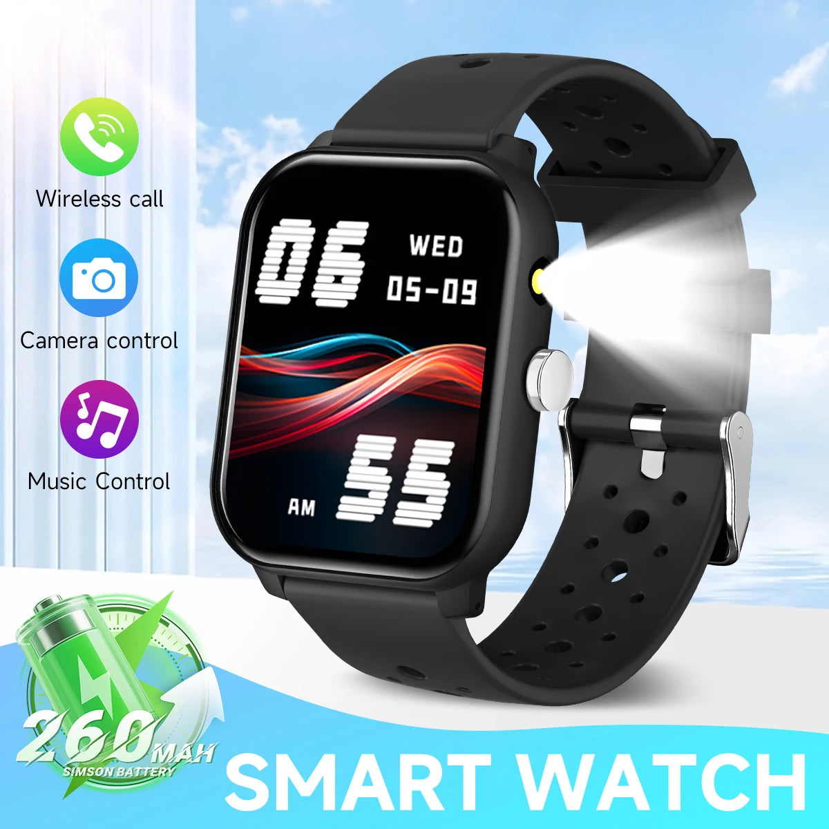 Nuevo Reloj Inteligente para Juegos, 1.83'', Llamadas Bluetooth, Modo Deportivo, Control de Música/Cámara, Linterna LED, Batería de Larga Duración, para Android/iOS