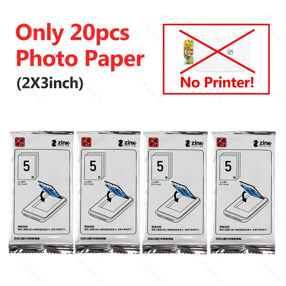 Impresora fotográfica portátil HPRT de bolsillo, tamaño de 2x3 pulgadas, tecnología Zink inalámbrica, impresión 2x3, fabricante de fotos con respaldo adhesivo con estuche para papeles