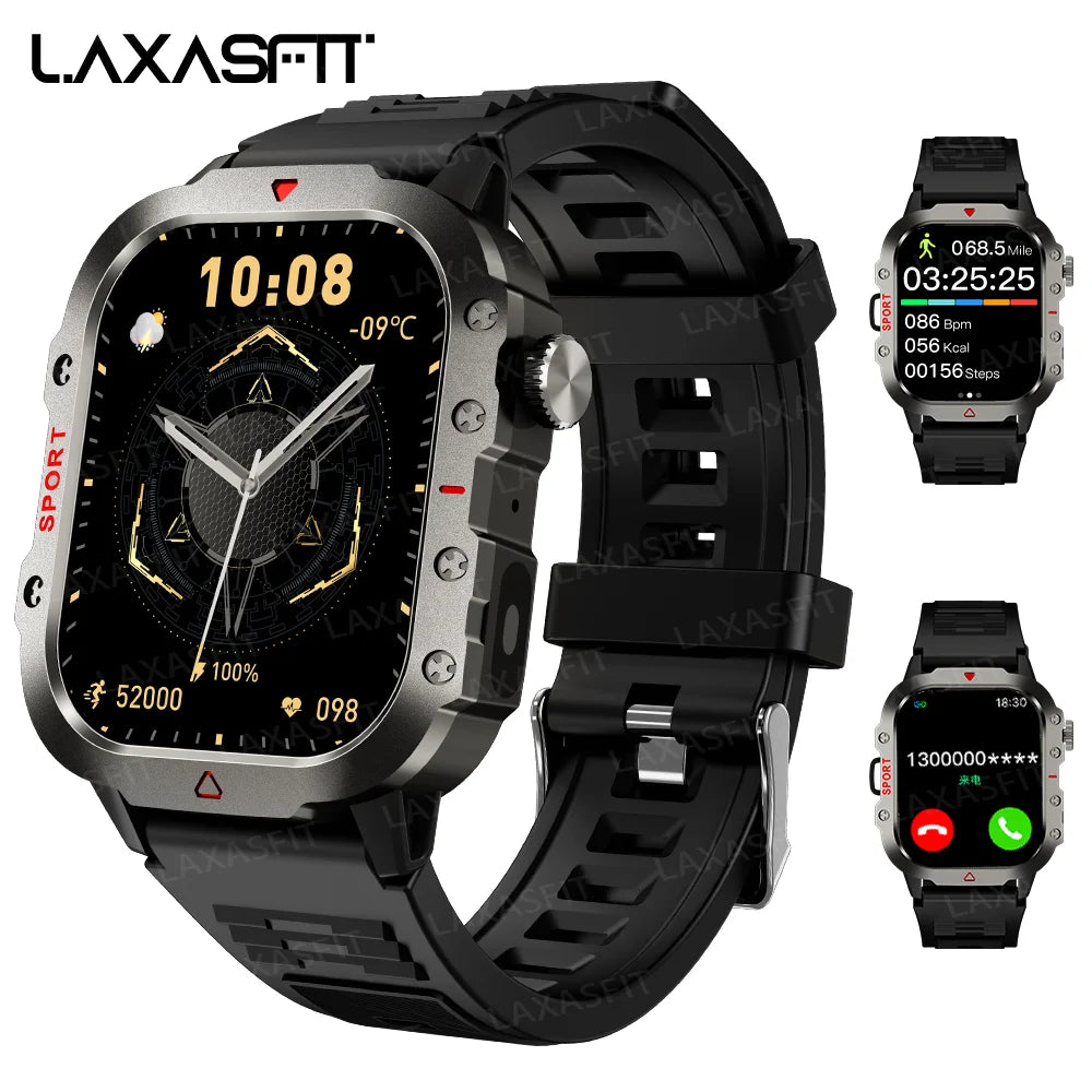 Reloj inteligente deportivo LAXASFIT para hombre, pantalla 1,71, oxígeno en sangre, Bluetooth, reloj parlante, linterna LED multideporte, reloj inteligente para exteriores